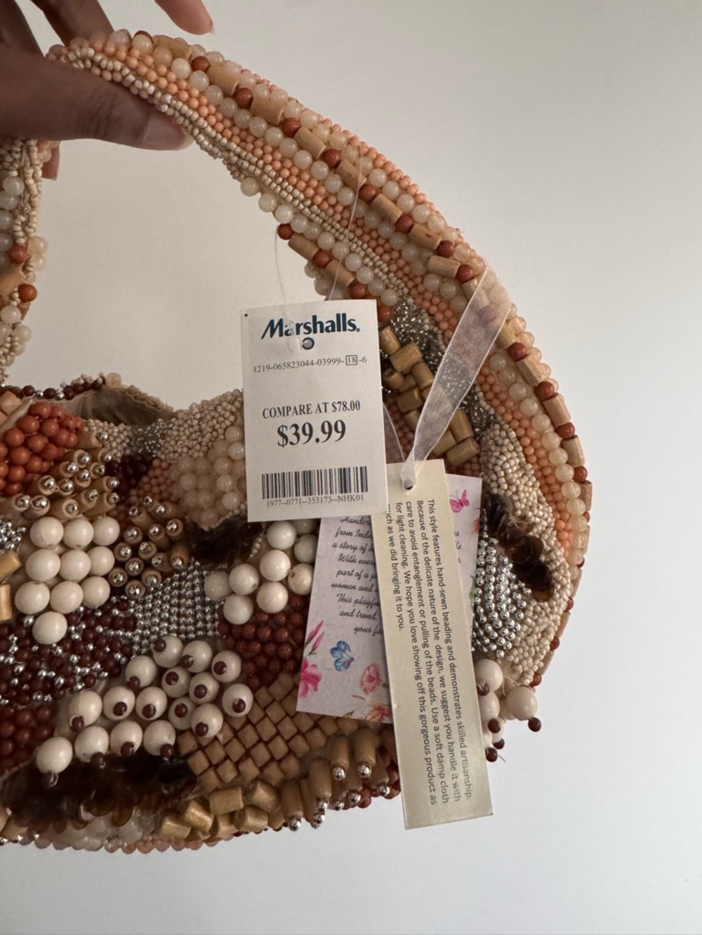 Marshalls Beaded Mini Crescent Bag in Beige, Tan and Cream - Picture 2 of 4